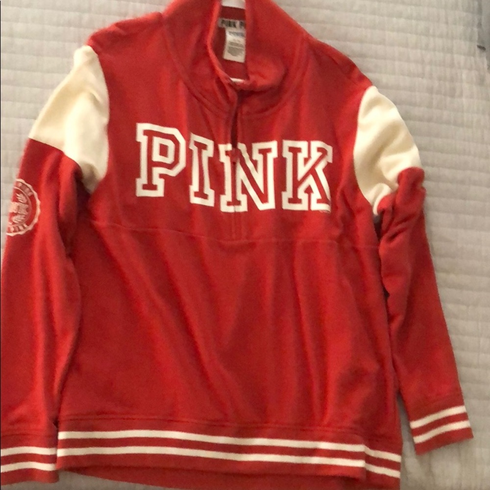 NWOT Pink varsity quarter zip